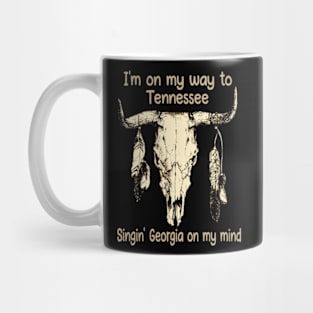 I'm on my way to Tennessee Singin' Georgia on my mind Feathers Graphic Bull-Skull Mug